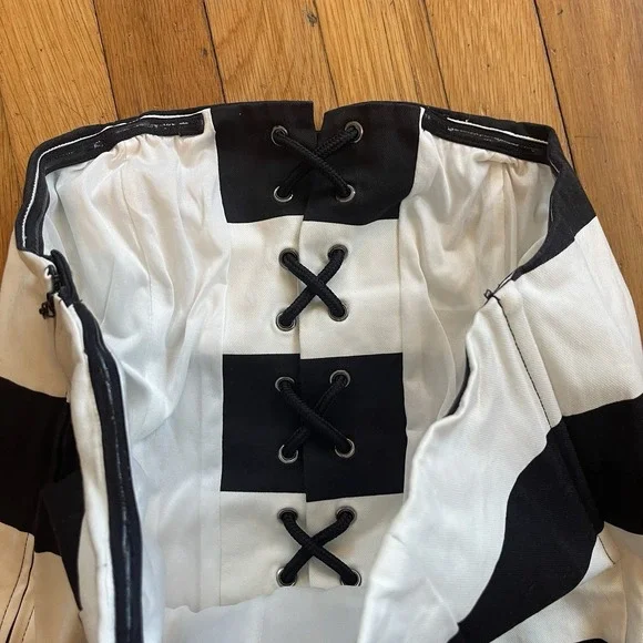 H&M Bandeau Crop Top Large Black And White Lace Front Excellent Condition - Picture 6 of 11